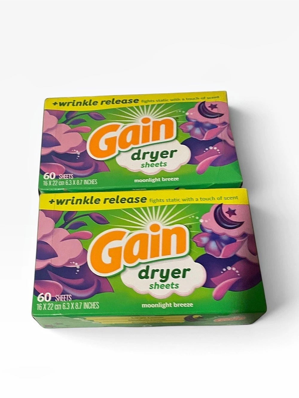 Gain Dryer Sheets Moonlight Breeze 120-Count Dryer Sheets 2 pack 60 each box